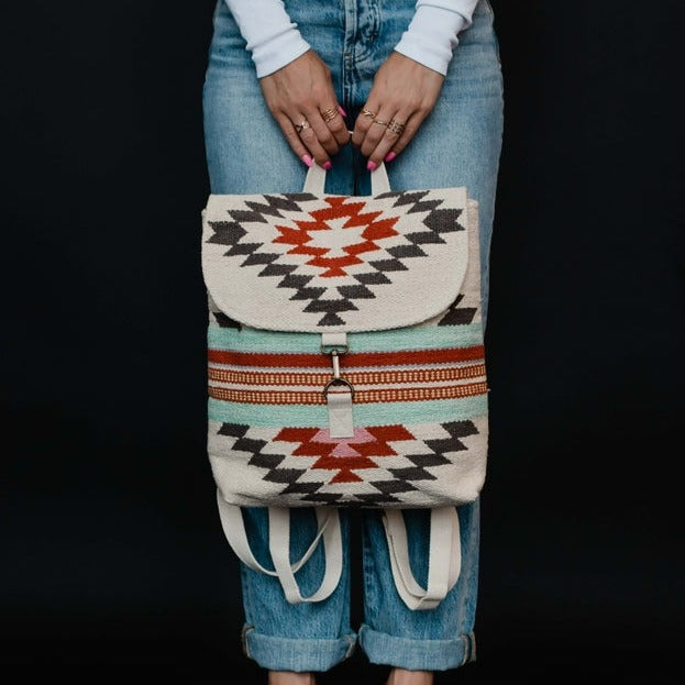 Woven Wool Multicolor tribal Aztec Backpack popular